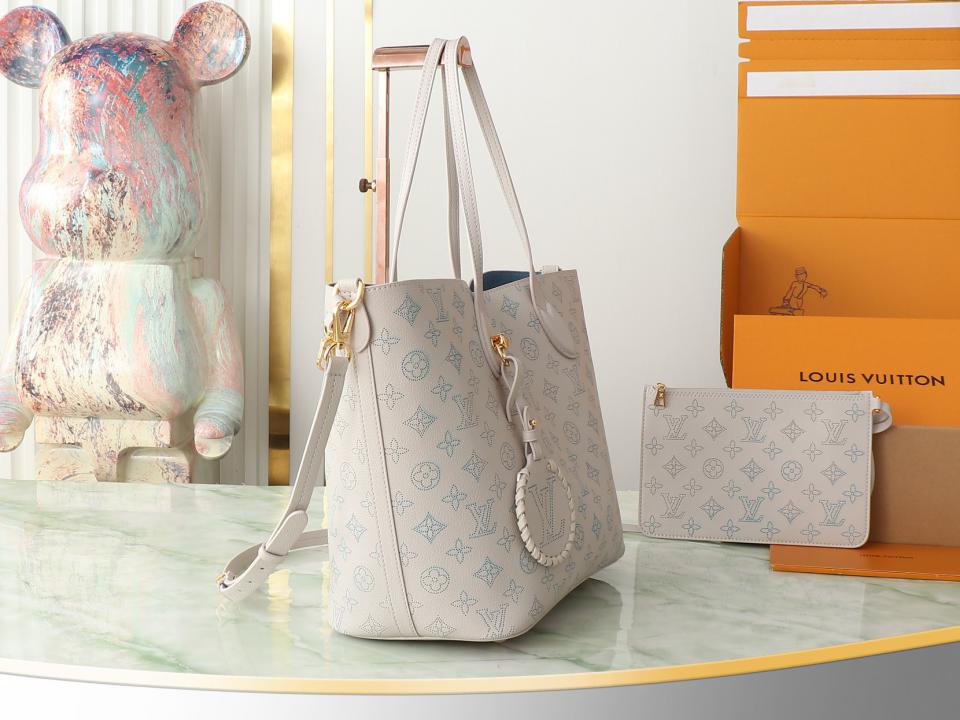 Louis Vuitton top  borsa shopping media in pelle bianca piena Borsa tote media Blossom (FCC4)