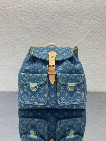 Louis Vuitton Zaino Vintage Pre-Owned Sac à Dos GM in Monogram Denim Blu
