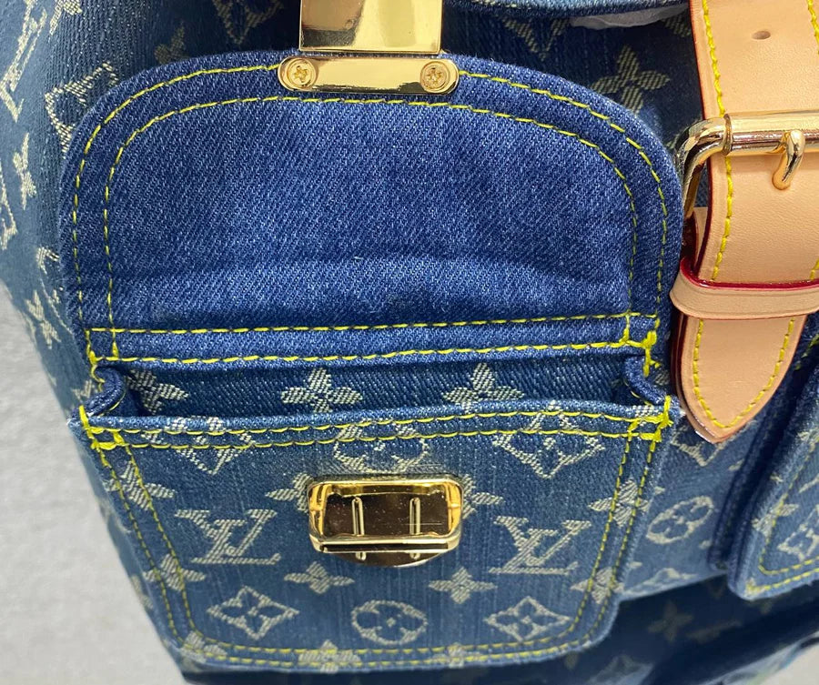 Louis Vuitton Zaino Vintage Pre-Owned Sac à Dos GM in Monogram Denim Blu