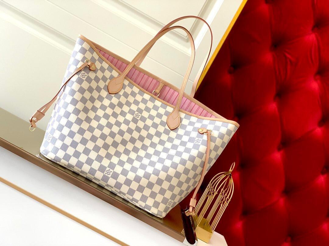 Louis Vuitton Neverfull MM in Tela Damier Azur - Rosa Ballerina