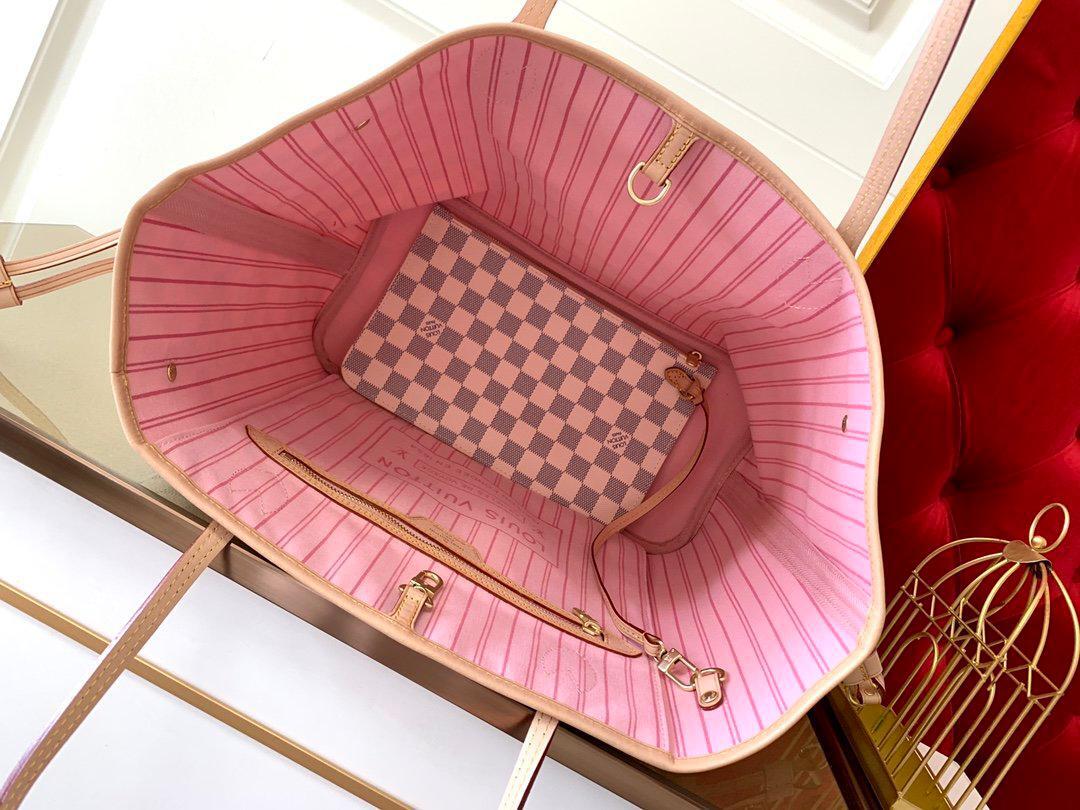 Louis Vuitton Neverfull MM in Tela Damier Azur - Rosa Ballerina