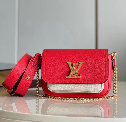 Borsa Messenger Compatta - Pelle Monogram Empreinte Rossa