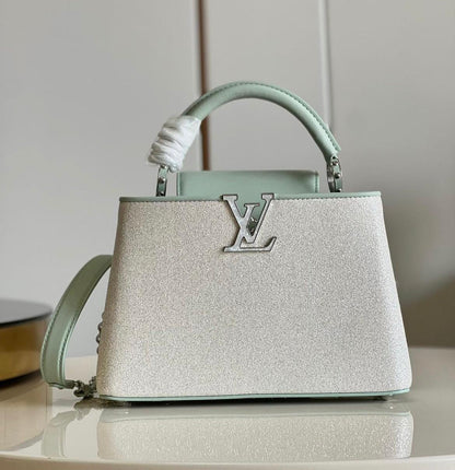 Borsa Messenger Compatta - Pelle Monogram Empreinte Perla