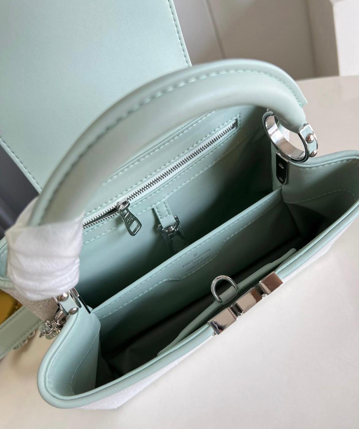 Borsa Messenger Compatta - Pelle Monogram Empreinte Perla