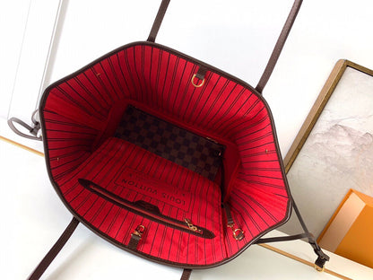 LV Neverfull MM in Tela Monogram - Rosso Ciliegia